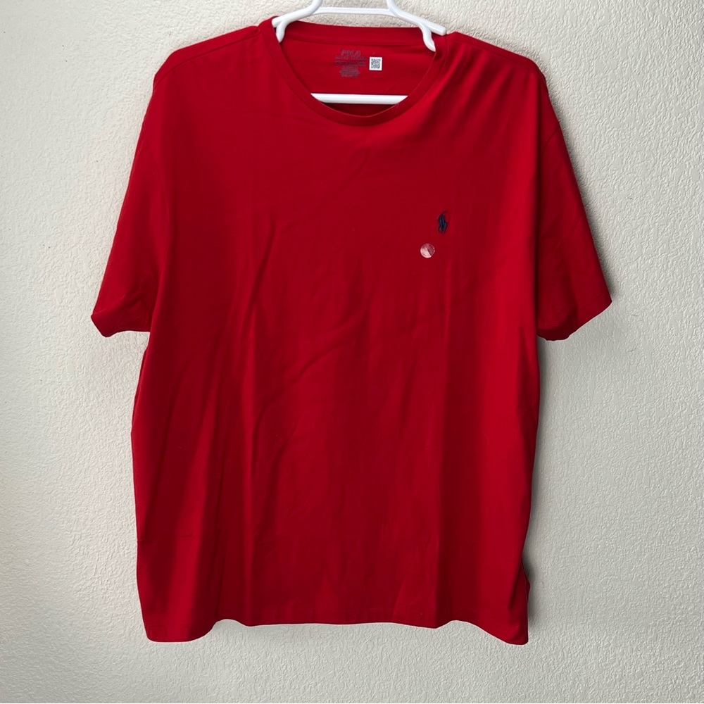 Polo Ralph Lauren Short Sleeve Shirt Men’s XXL Cotton Red With Blue Horse Logo